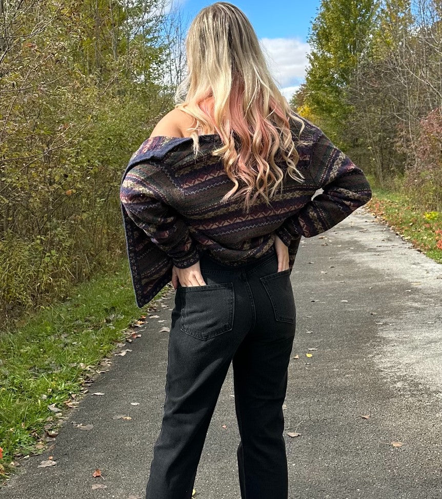 High Rise Distressed Black Denim