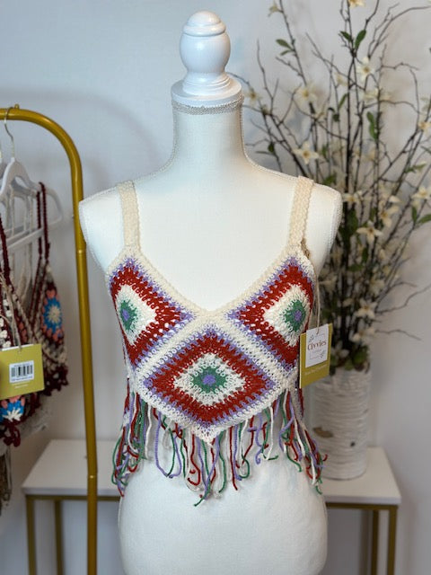 Checkered Tassel Camisole