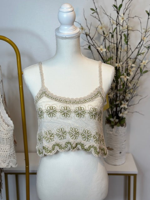 Embroidered Cotton Linen Tank